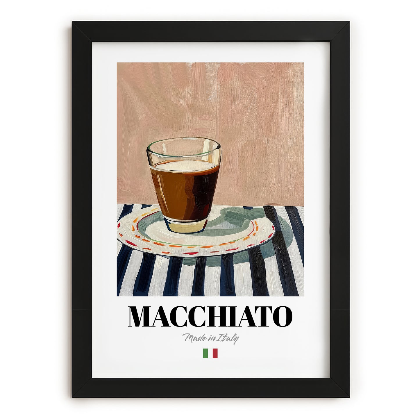 Macchiato – Italian Coffee, Coffeehouse Poster, in sleek black frame