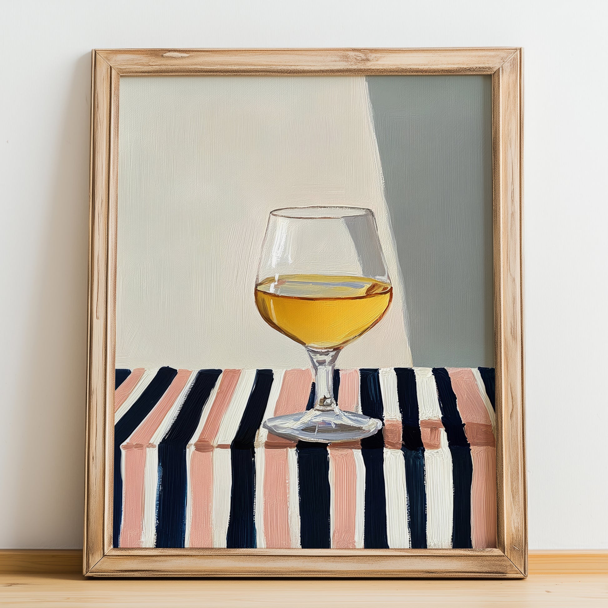 Grappa – Italian Spirit Drink, Rooftop Terrace Illustration, no-text version framed in wood