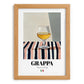 Grappa – Italian Spirit Drink, Rooftop Terrace Illustration, set in oak frame