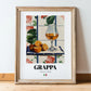 Grappa – Italian Spirit Drink, Hotel Lobby Wall Decor, in wooden frame leaning on the floor