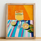 Limoncello – Italian Liqueur Drink, Speakeasy Wall Art, no-text version framed in wood