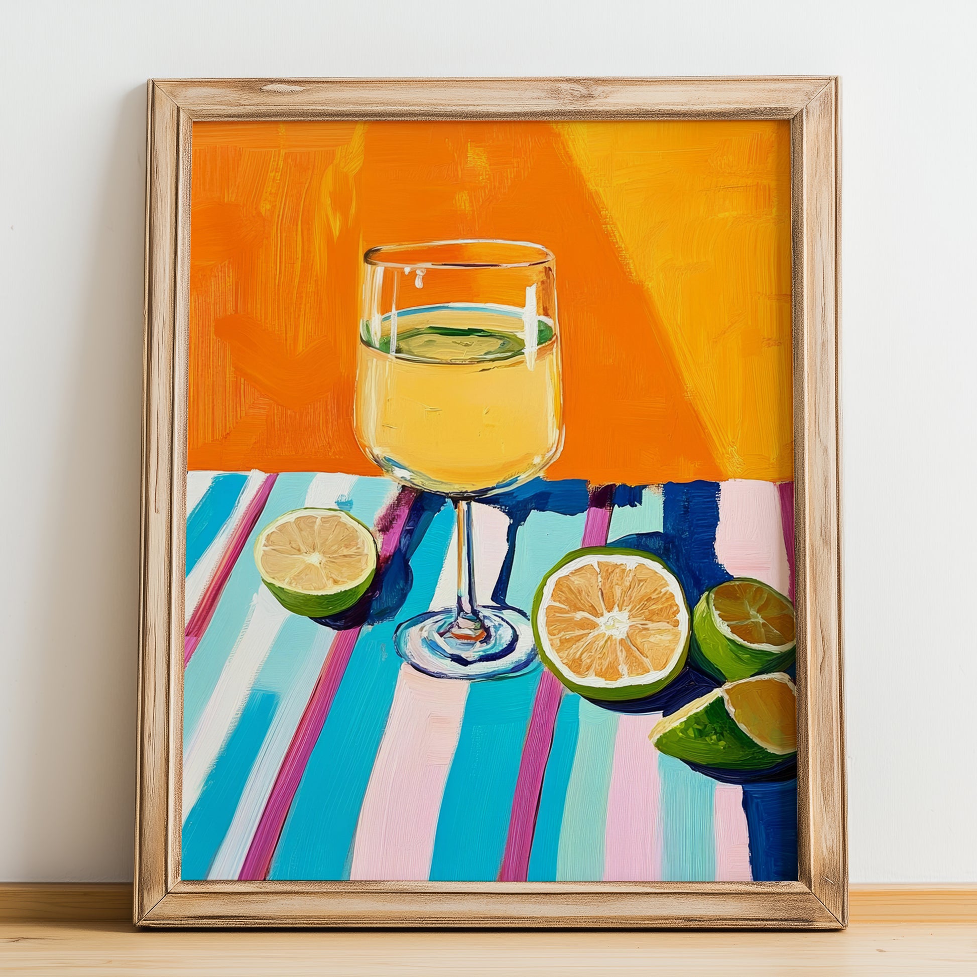 Limoncello – Italian Liqueur Drink, Speakeasy Wall Art, no-text version framed in wood