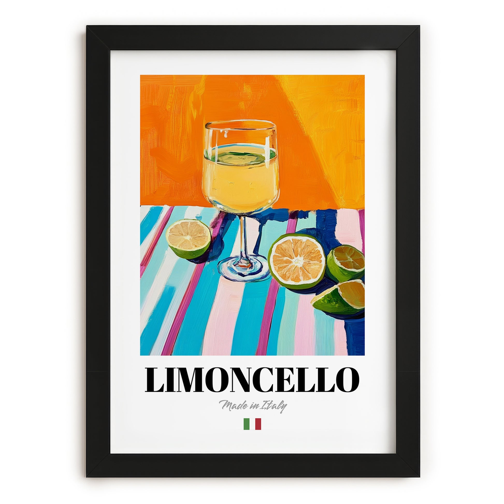 Limoncello – Italian Liqueur Drink, Speakeasy Wall Art, in sleek black frame