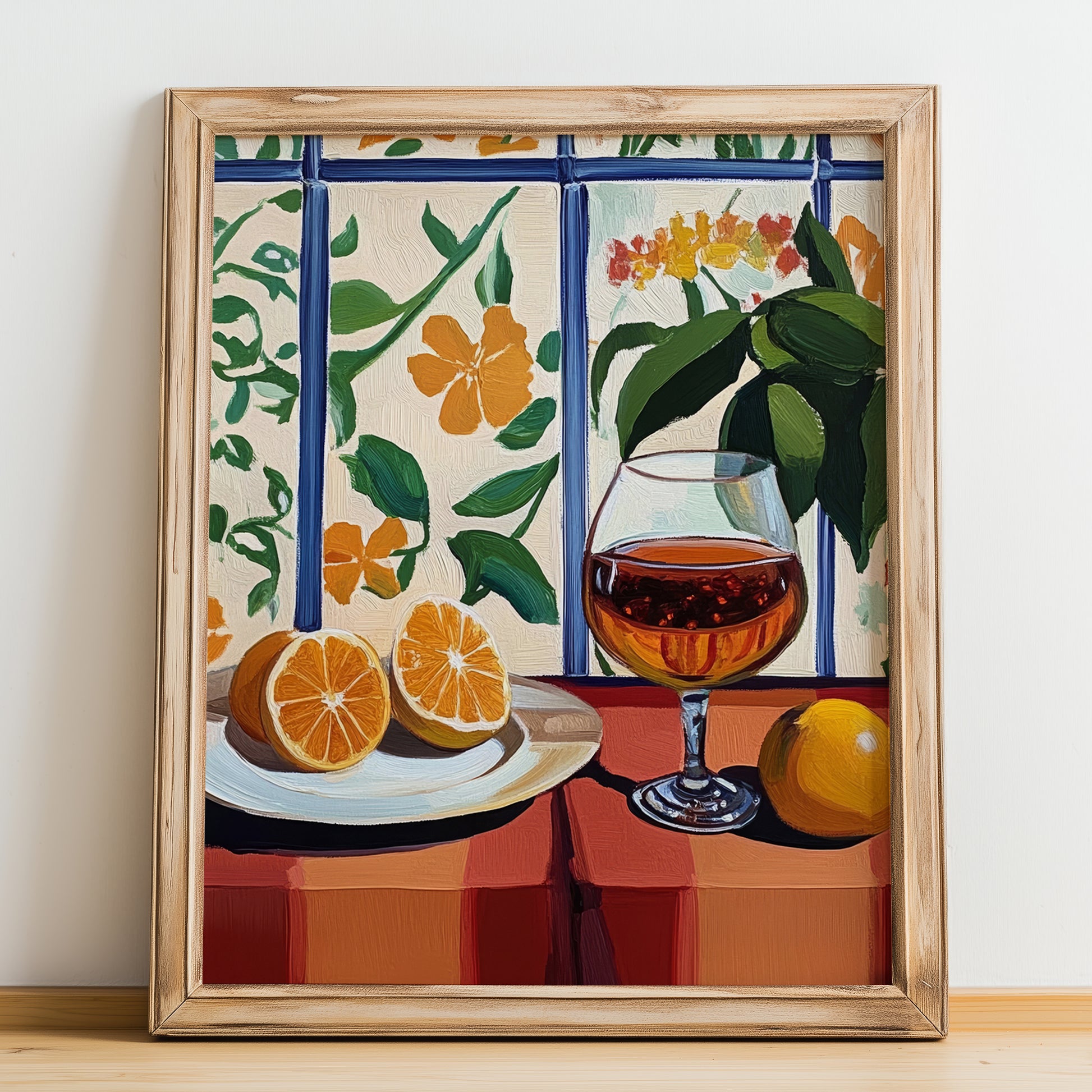 Fernet – Italian Liqueur Drink, Hotel Lobby Print, no-text version framed in wood