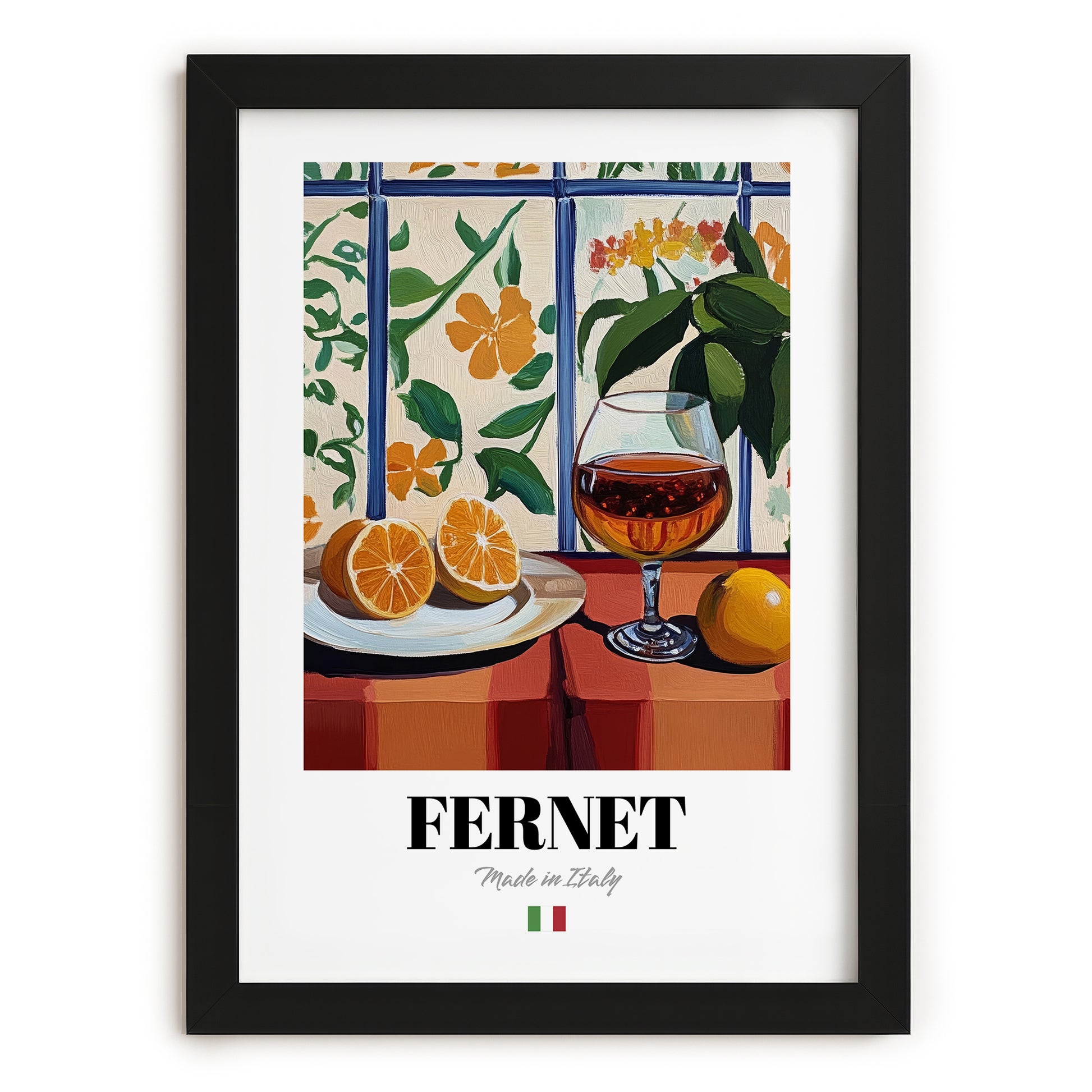 Fernet – Italian Liqueur Drink, Hotel Lobby Print, in sleek black frame