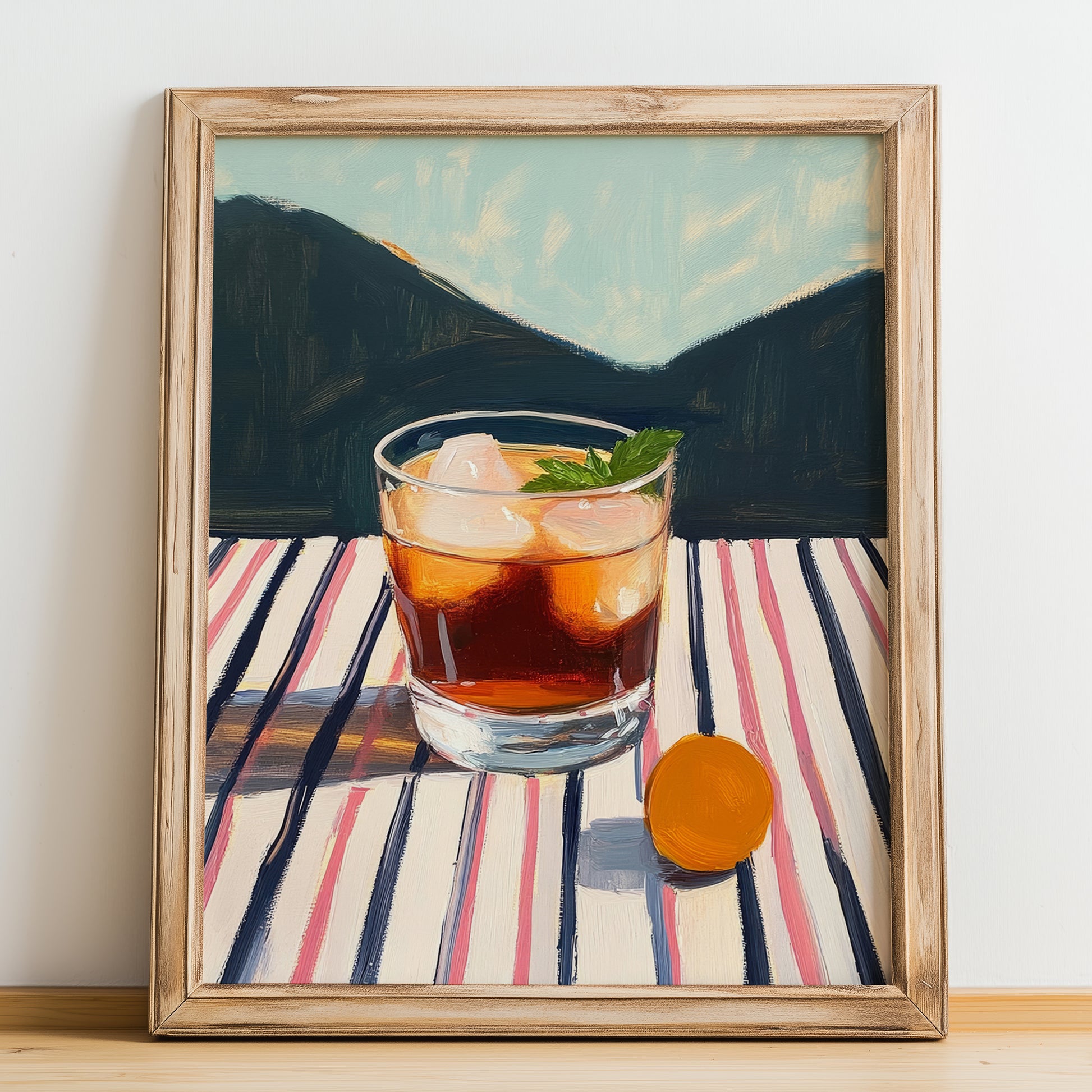 Chinotto – Italian Beverage Drink, Cocktail Lounge Poster, no-text version framed in wood