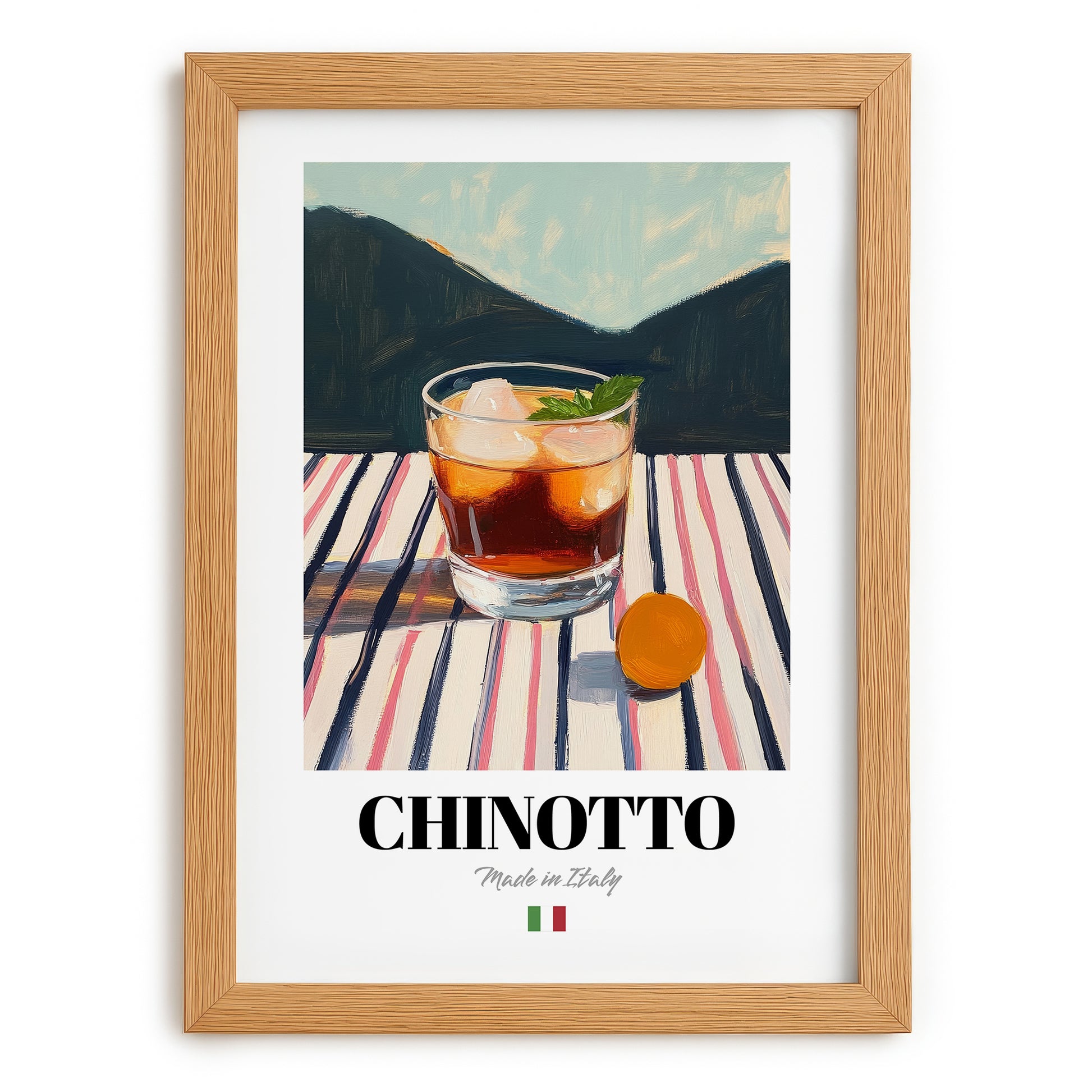 Chinotto – Italian Beverage Drink, Cocktail Lounge Poster, set in oak frame