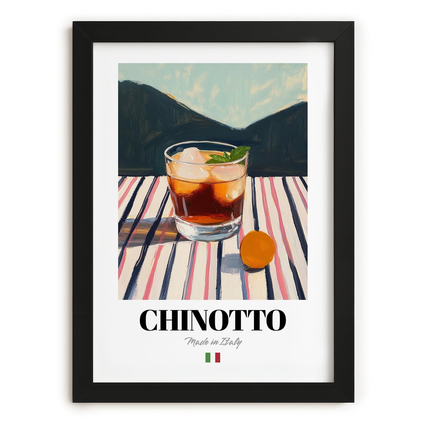 Chinotto – Italian Beverage Drink, Cocktail Lounge Poster, in sleek black frame