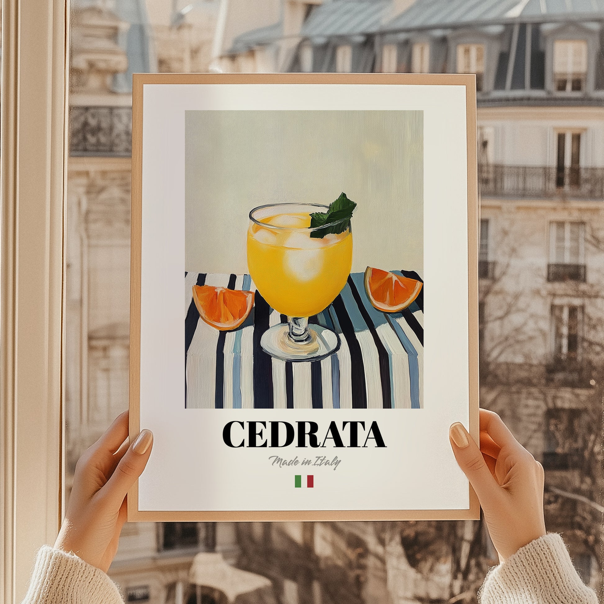 Cedrata – Italian Beverage Drink, Jazz Bar Print, styled in a charming Paris street view
