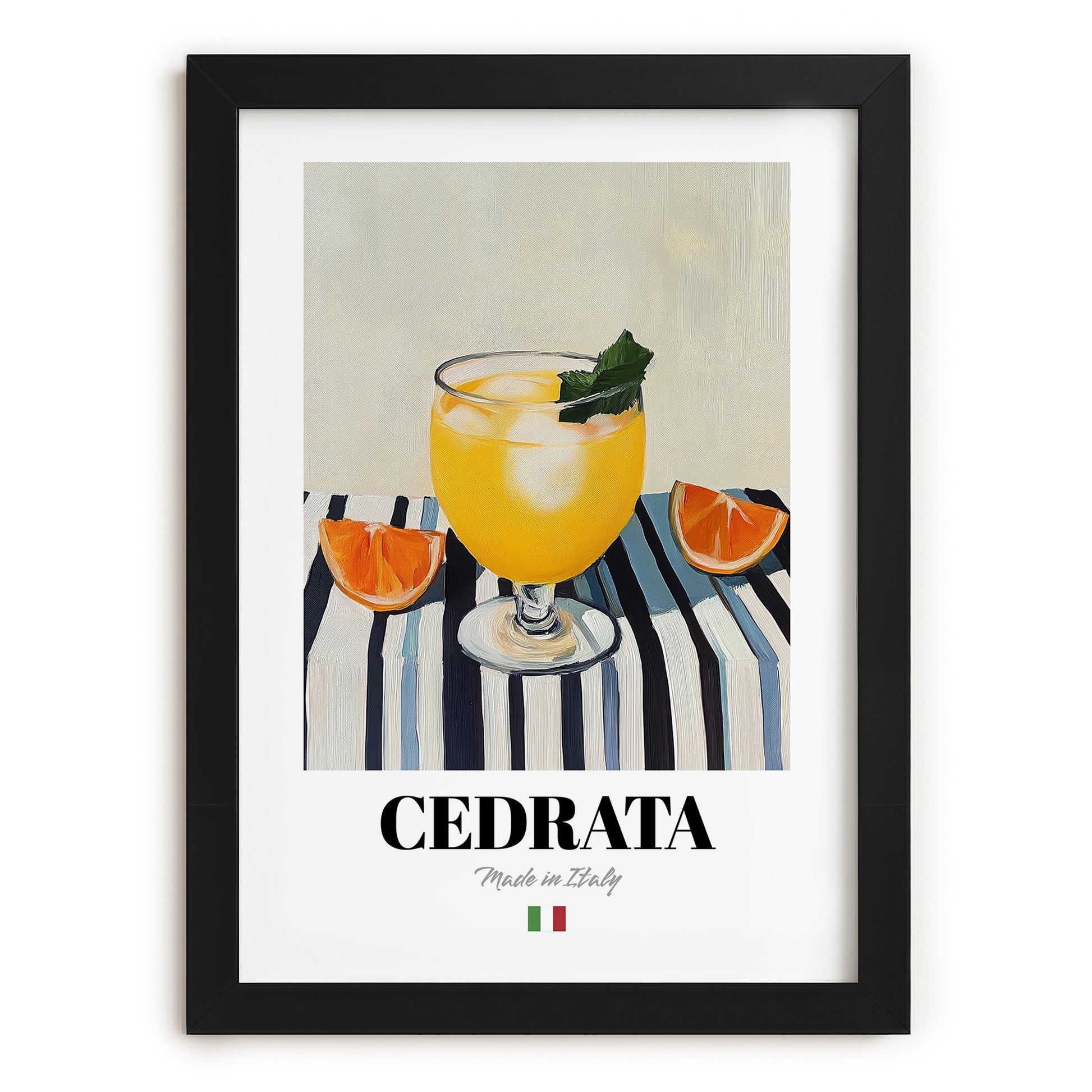 Cedrata – Italian Beverage Drink, Jazz Bar Print, in sleek black frame
