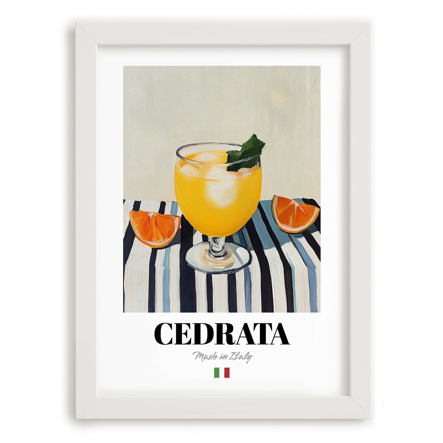 Cedrata – Italian Beverage Drink, Jazz Bar Print, placed in minimal white frame