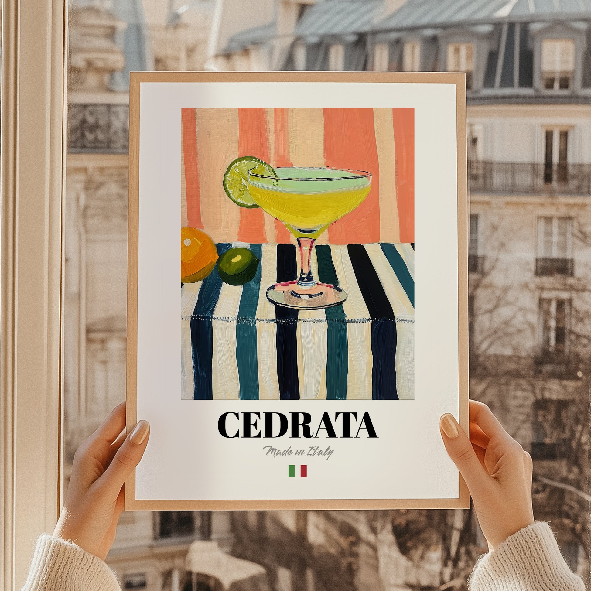 Cedrata – Italian Beverage Drink, Sky Bar Wall Art, styled in a charming Paris street view