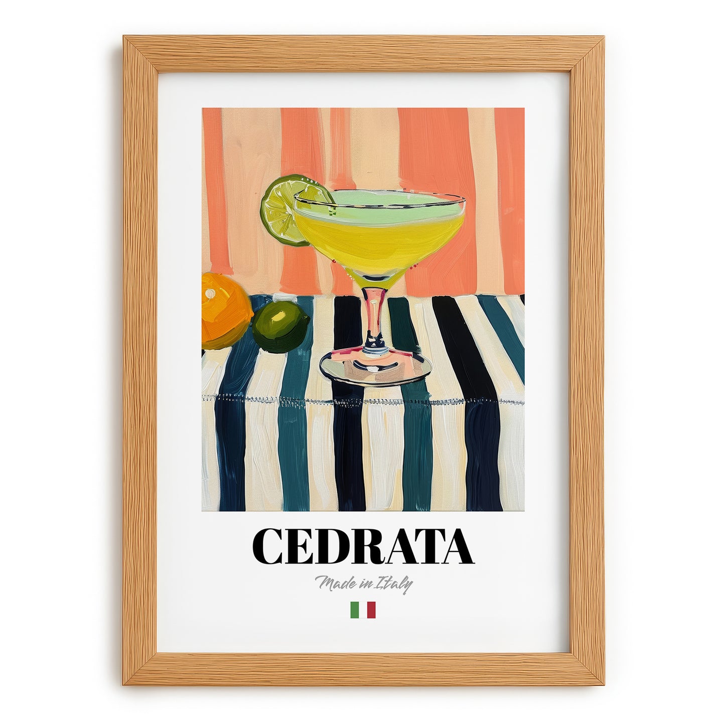 Cedrata – Italian Beverage Drink, Sky Bar Wall Art, set in oak frame