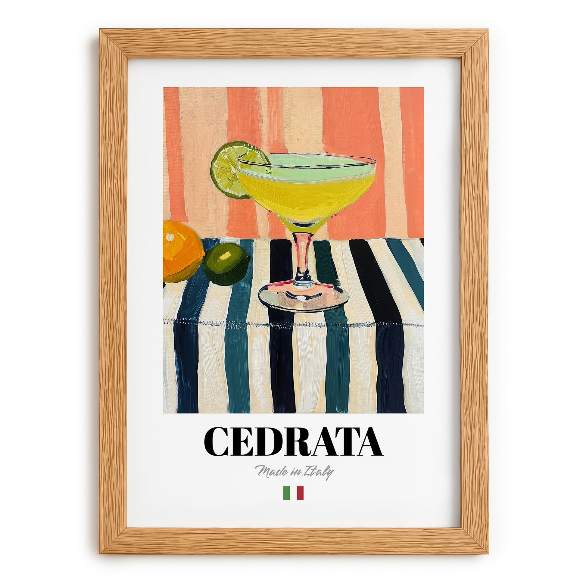 Cedrata – Italian Beverage Drink, Sky Bar Wall Art, set in oak frame