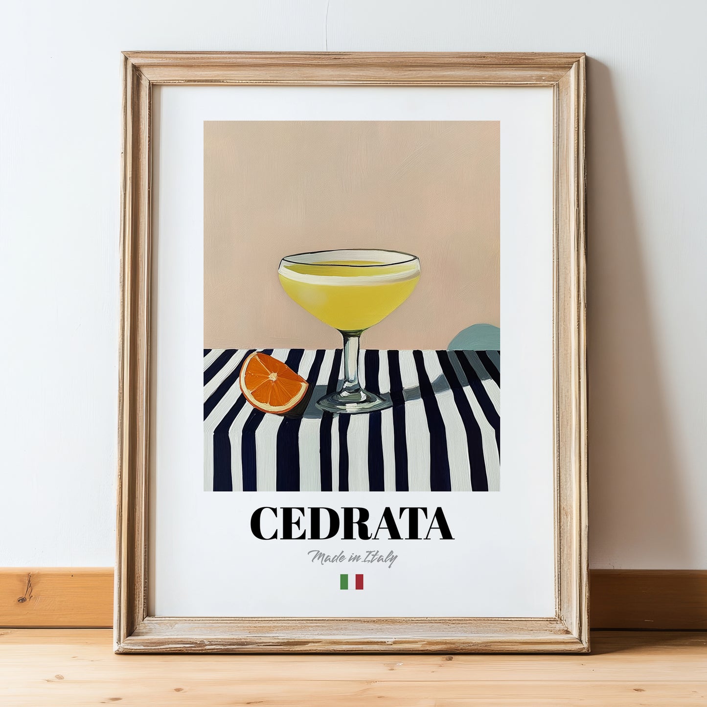 Cedrata – Italian Beverage Drink, Cocktail Lounge Wall Decor, in wooden frame leaning on the floor