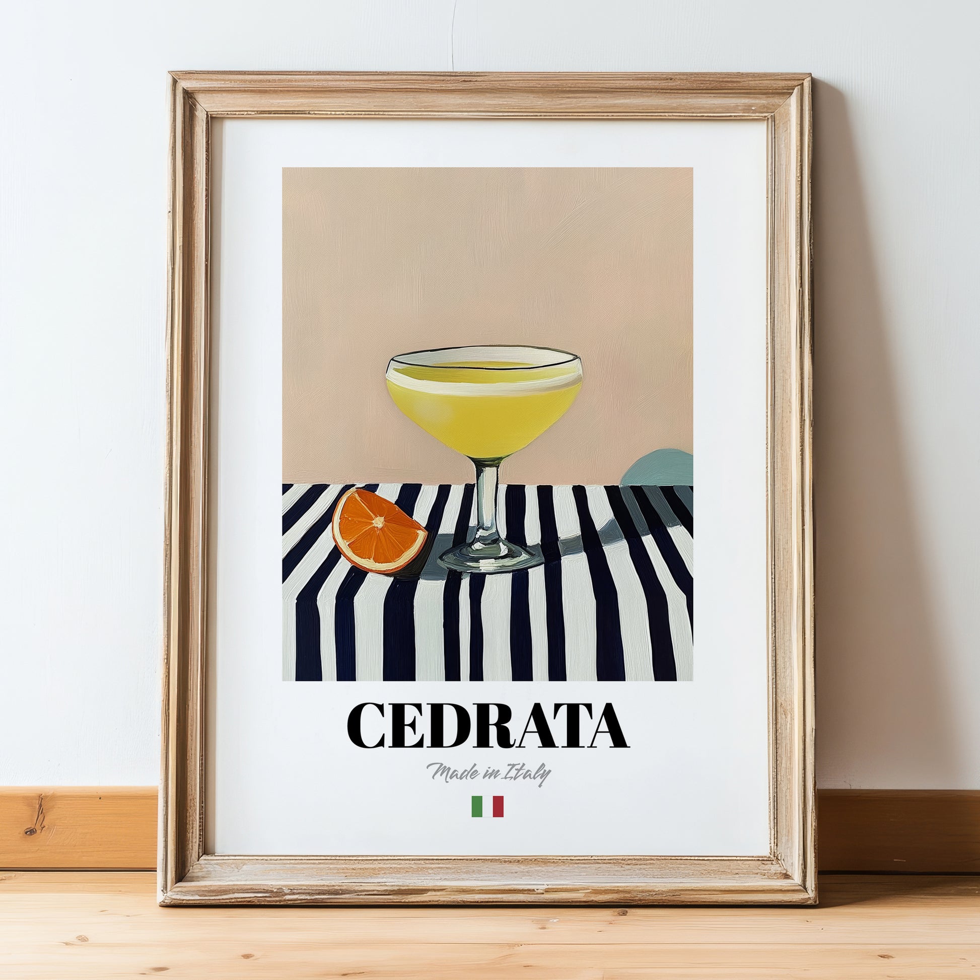 Cedrata – Italian Beverage Drink, Cocktail Lounge Wall Decor, in wooden frame leaning on the floor