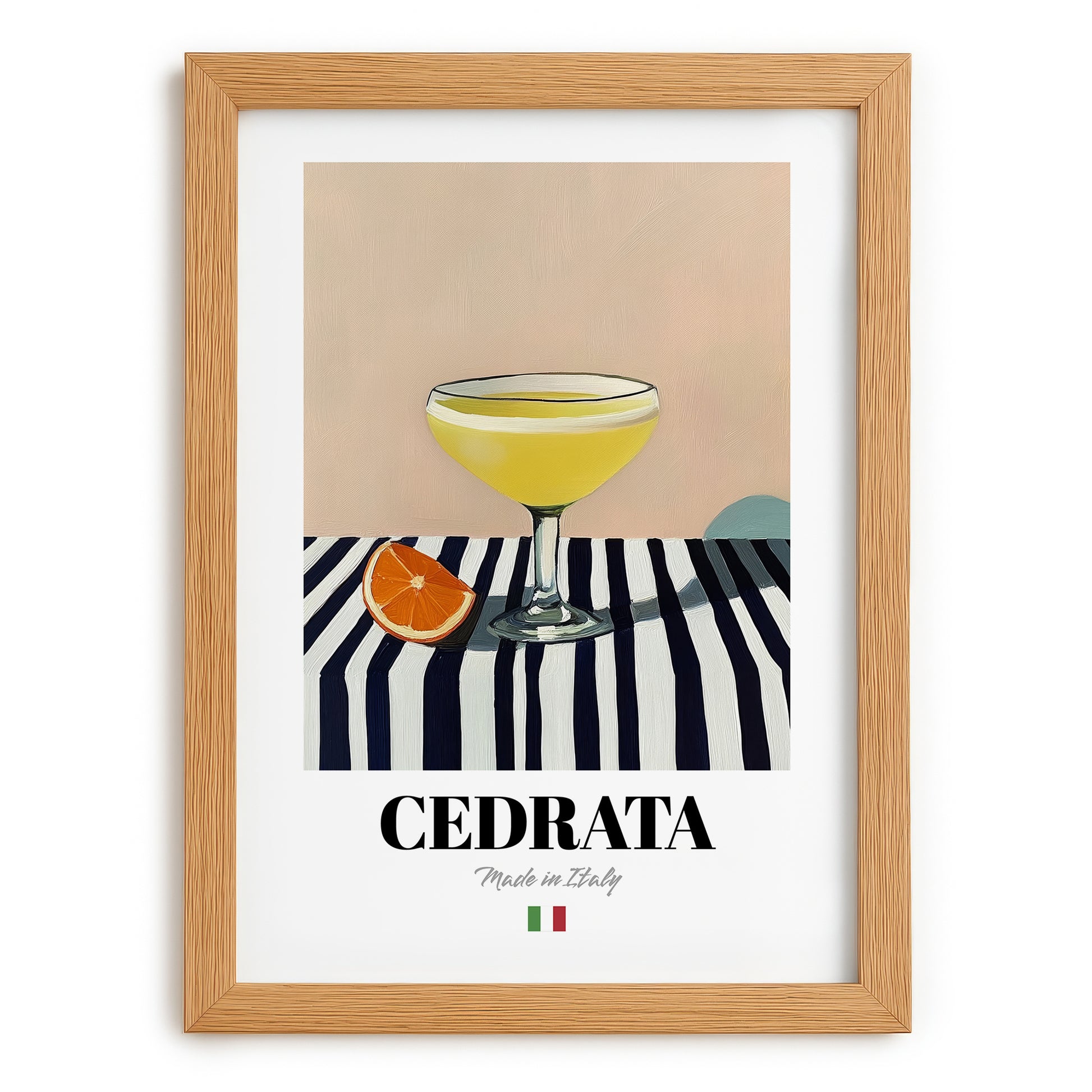 Cedrata – Italian Beverage Drink, Cocktail Lounge Wall Decor, set in oak frame