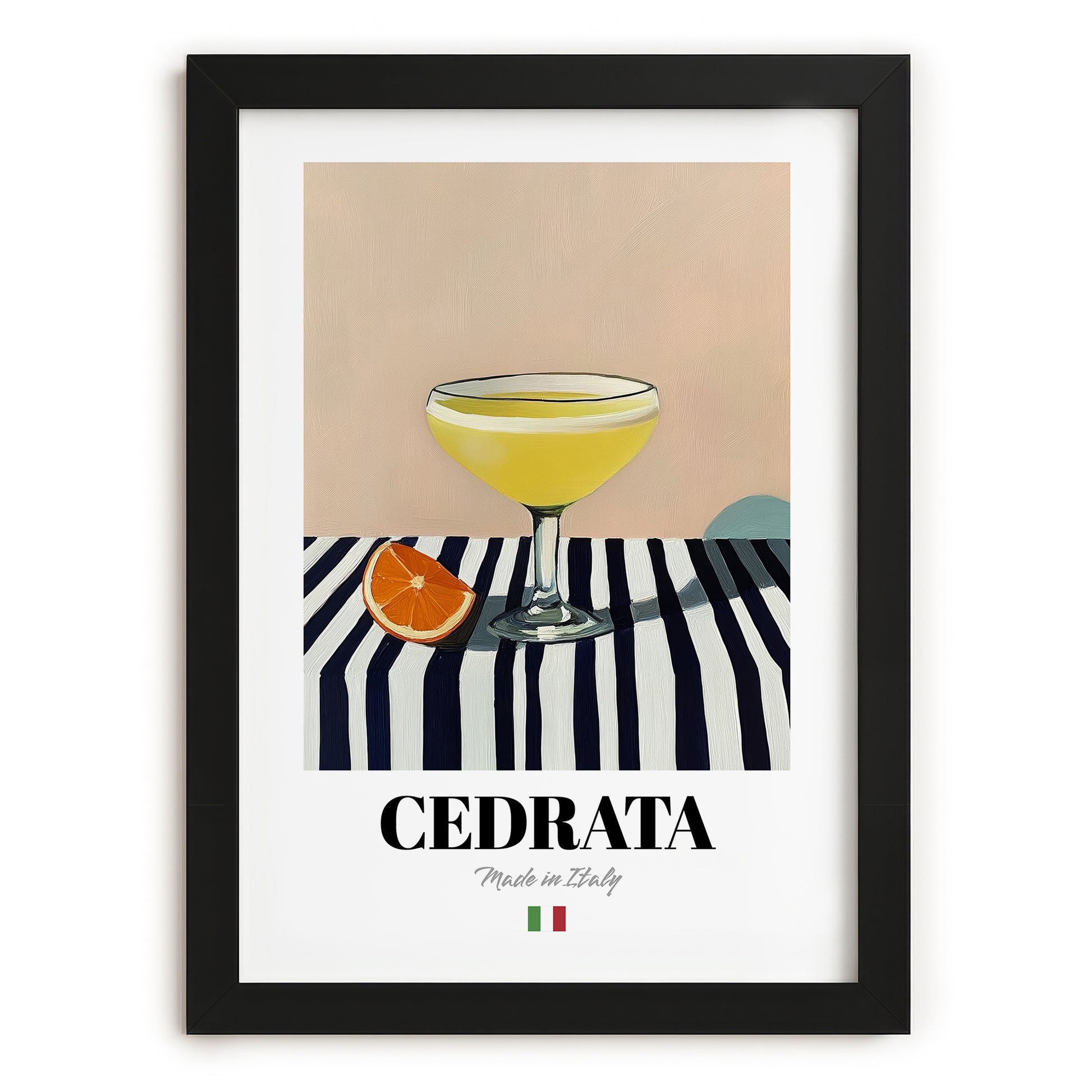 Cedrata – Italian Beverage Drink, Cocktail Lounge Wall Decor, in sleek black frame
