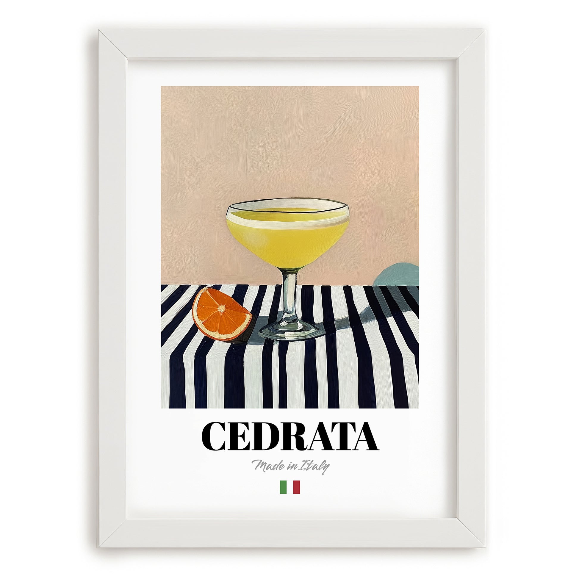Cedrata – Italian Beverage Drink, Cocktail Lounge Wall Decor, placed in minimal white frame