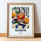 Negroni – Italian Cocktail Drink, Sky Bar Poster, in wooden frame leaning on the floor