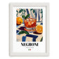Negroni – Italian Cocktail Drink, Sky Bar Poster, placed in minimal white frame