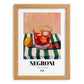 Negroni – Italian Cocktail Drink, Cocktail Lounge Poster, set in oak frame