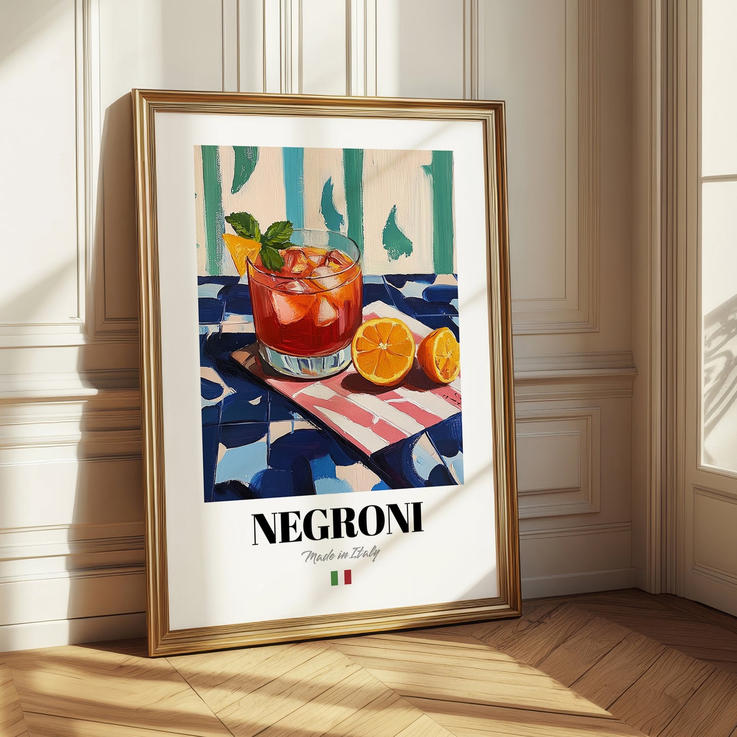 Negroni – Italian Cocktail Drink, Beach Bar Illustration