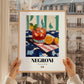 Negroni – Italian Cocktail Drink, Beach Bar Illustration, styled in a charming Paris street view