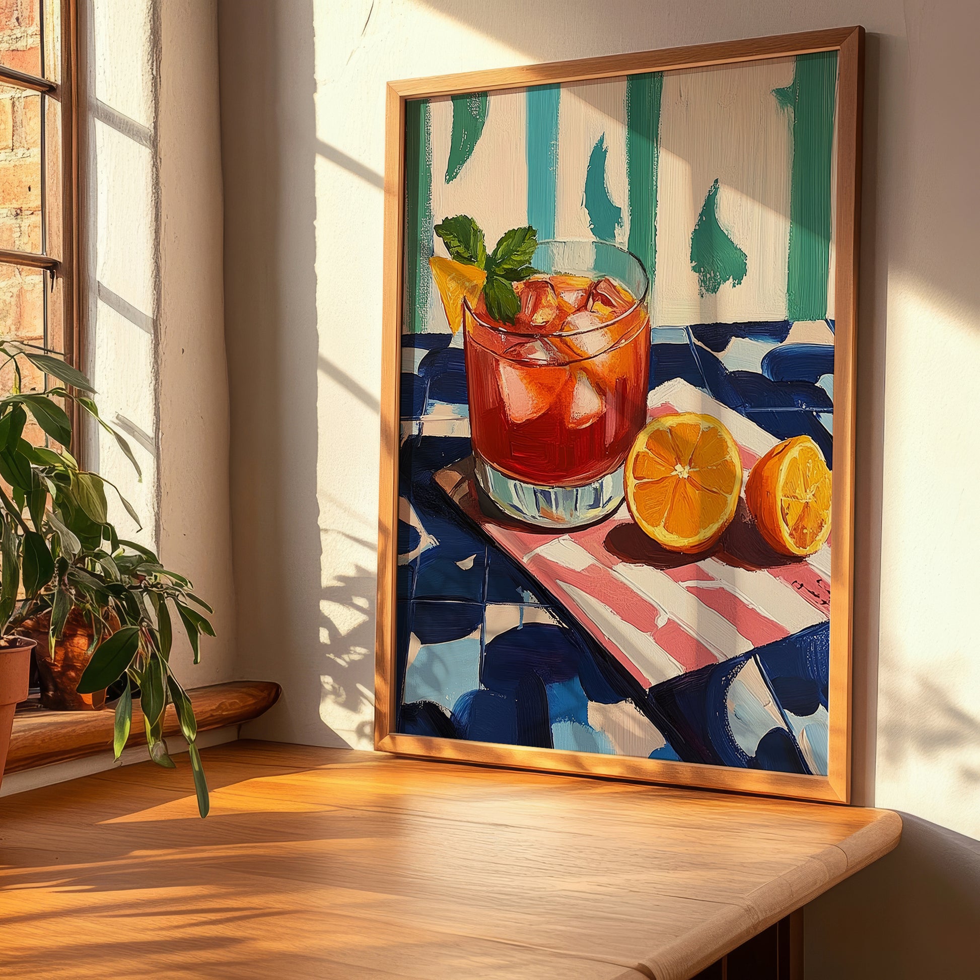 Negroni – Italian Cocktail Drink, Beach Bar Illustration, clean layout with no caption