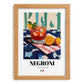 Negroni – Italian Cocktail Drink, Beach Bar Illustration, set in oak frame