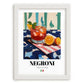 Negroni – Italian Cocktail Drink, Beach Bar Illustration, placed in minimal white frame