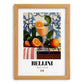 Bellini – Italian Cocktail Drink, Rooftop Terrace Illustration, set in oak frame
