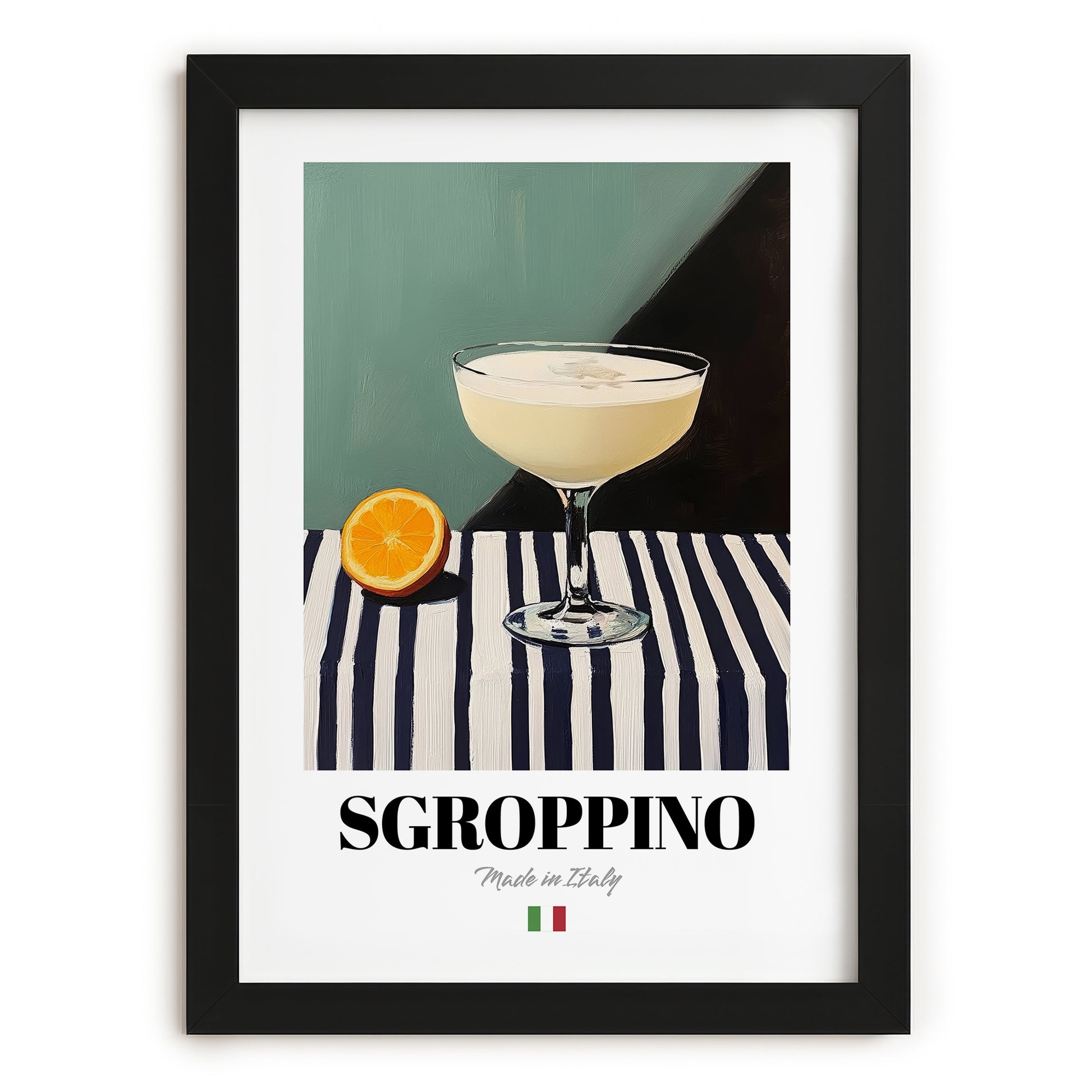 Sgroppino – Italian Cocktail Drink, Speakeasy Print, in sleek black frame