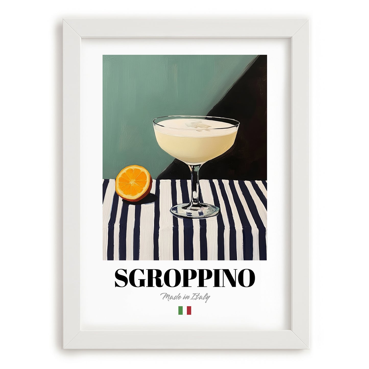 Sgroppino – Italian Cocktail Drink, Speakeasy Print, placed in minimal white frame