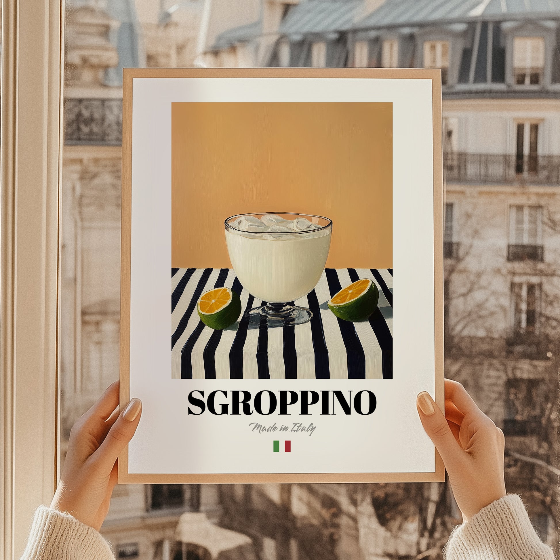 Sgroppino – Italian Cocktail Drink, Beach Bar Art, styled in a charming Paris street view