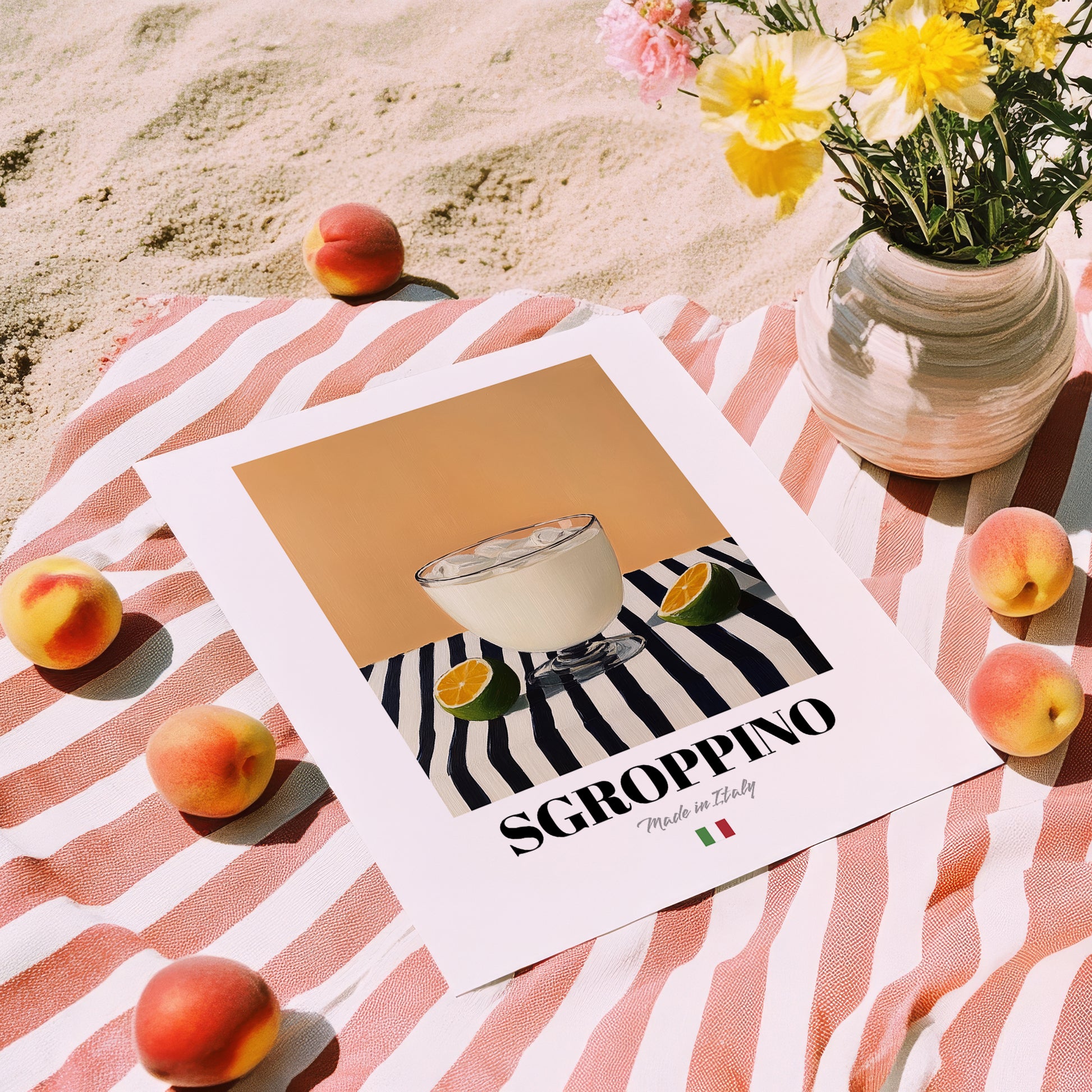Sgroppino – Italian Cocktail Drink, Beach Bar Art, unframed on coastal sand