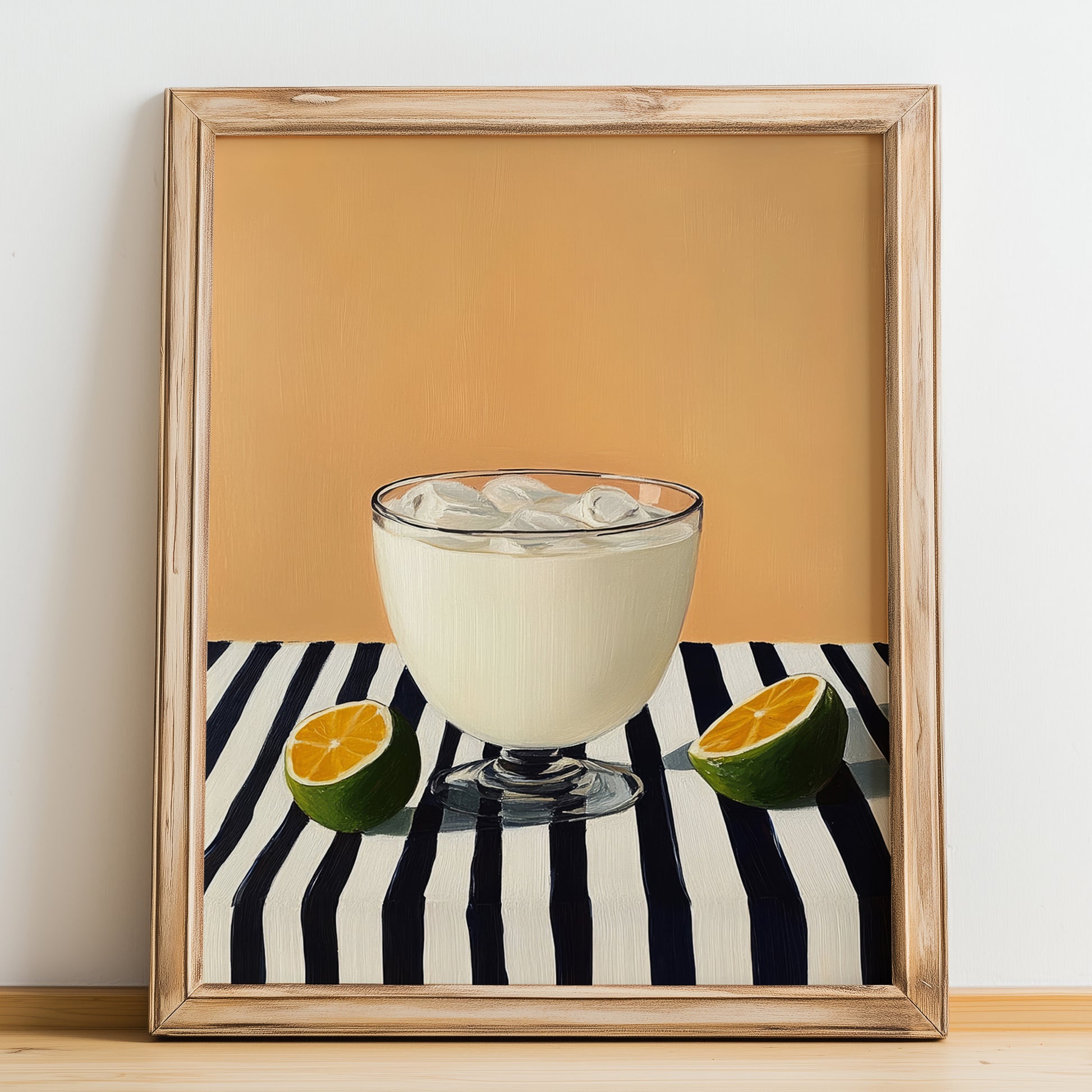 Sgroppino – Italian Cocktail Drink, Beach Bar Art, no-text version framed in wood