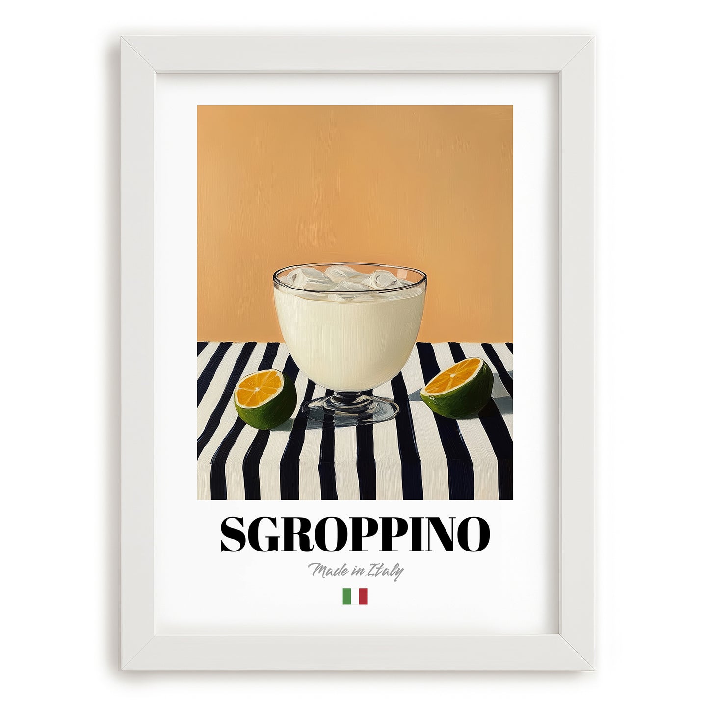 Sgroppino – Italian Cocktail Drink, Beach Bar Art, placed in minimal white frame