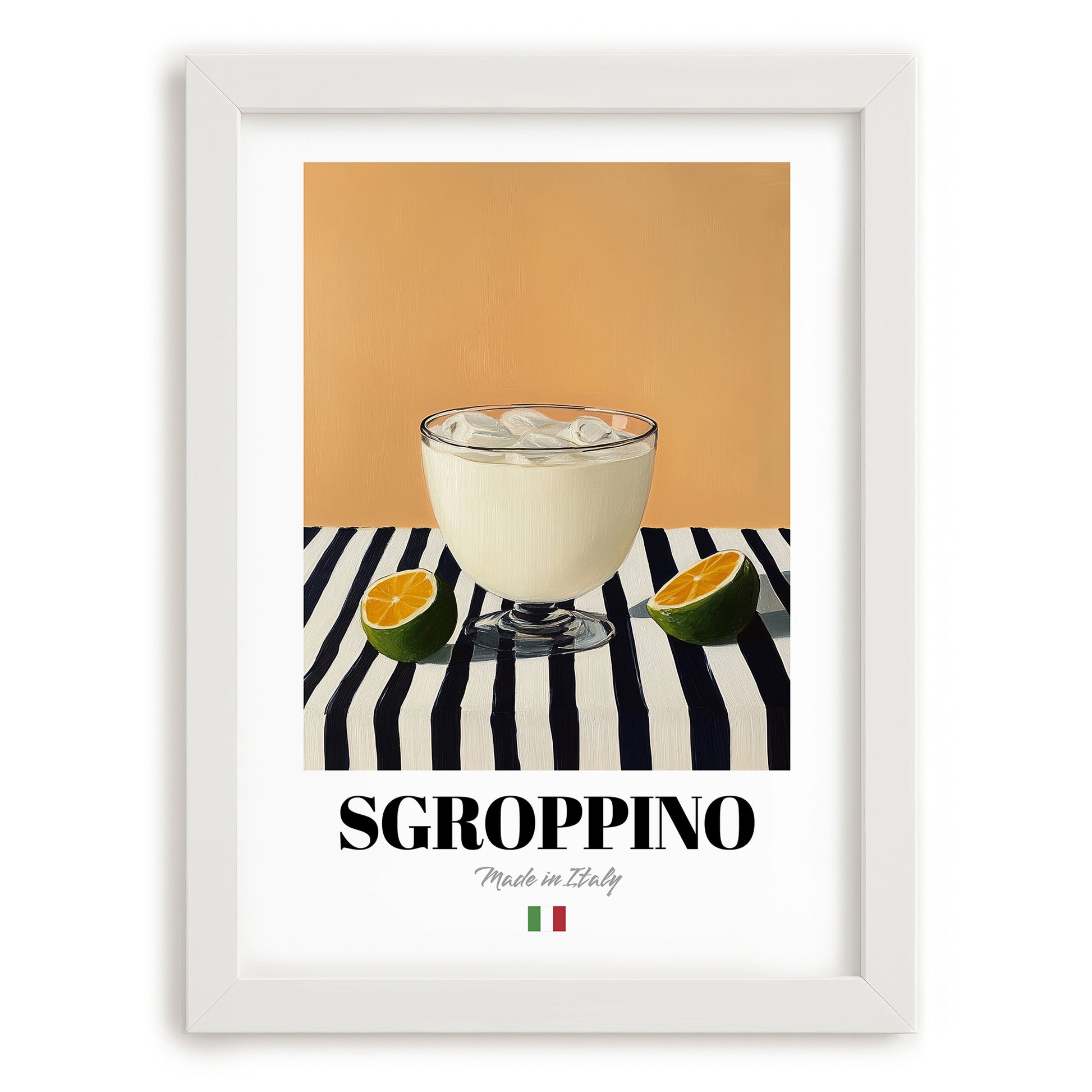 Sgroppino – Italian Cocktail Drink, Beach Bar Art, placed in minimal white frame