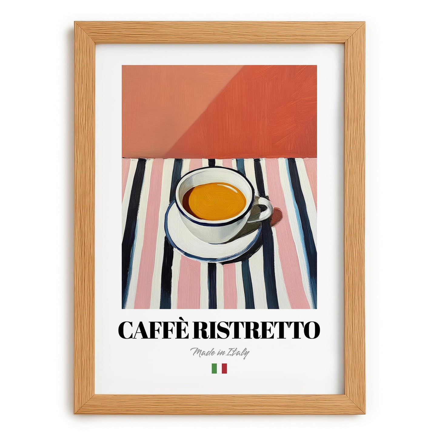 Caffè Ristretto – Italian Coffee, Konditorei Print, set in oak frame