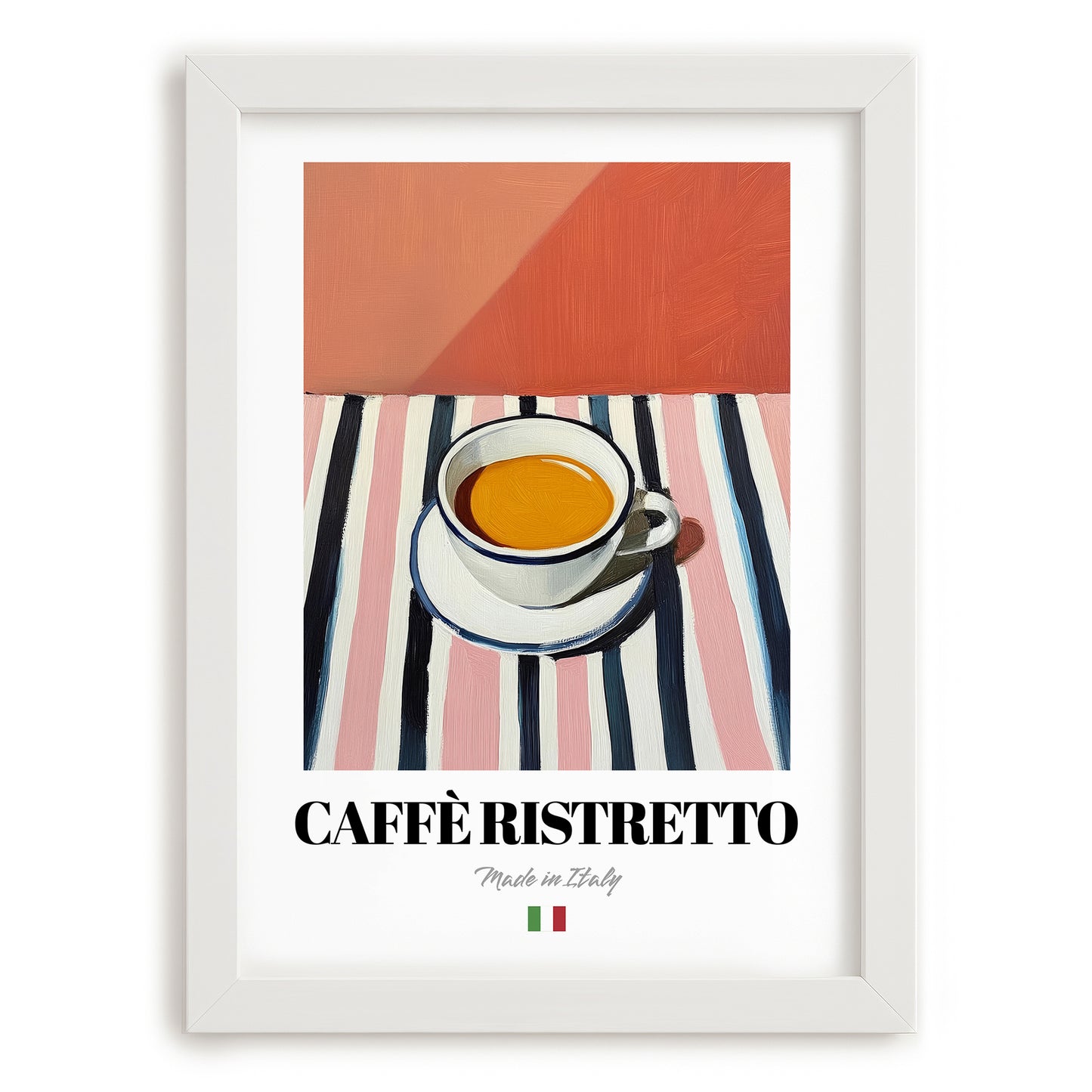Caffè Ristretto – Italian Coffee, Konditorei Print, placed in minimal white frame
