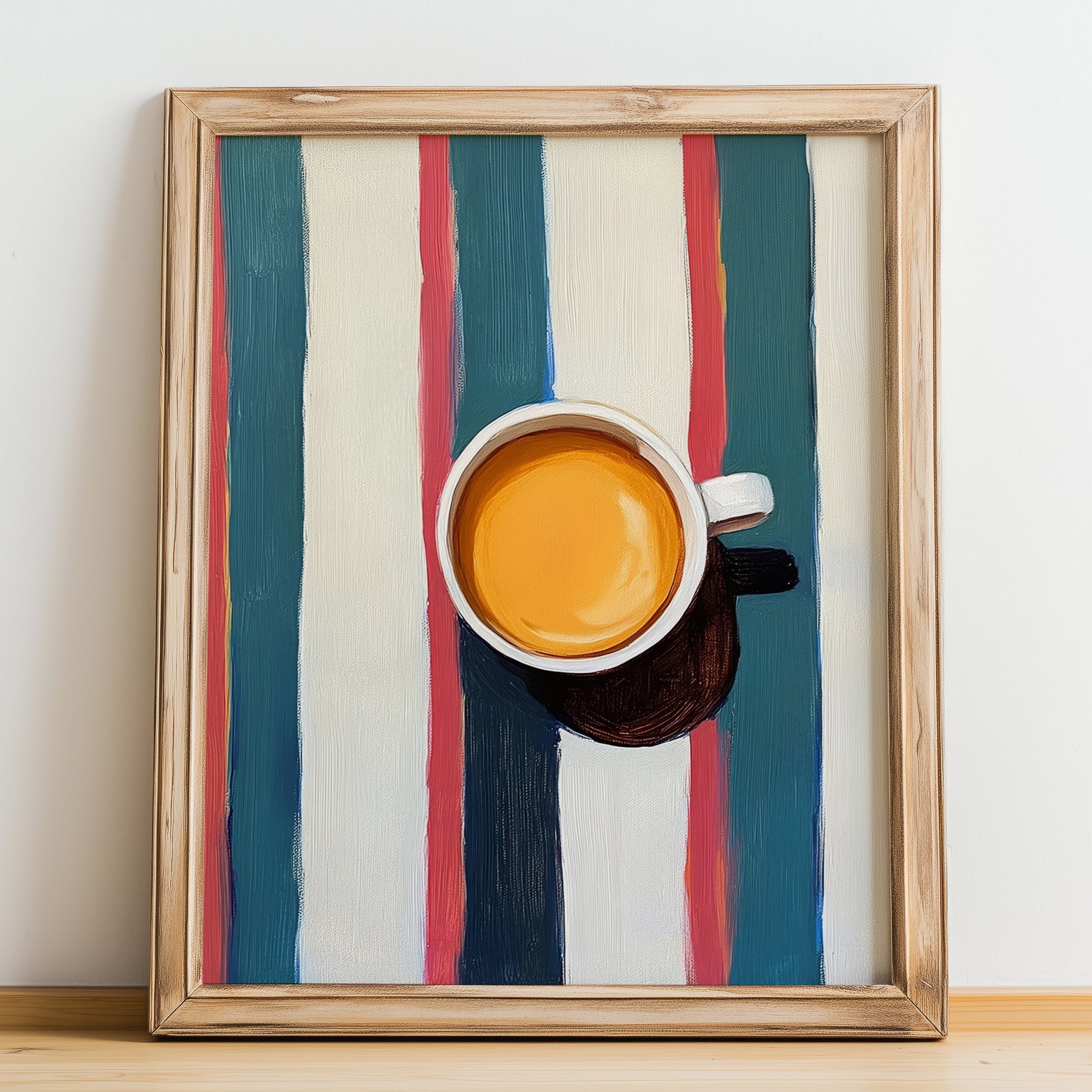 Caffè Ristretto – Italian Coffee, Street Café Poster, no-text version framed in wood