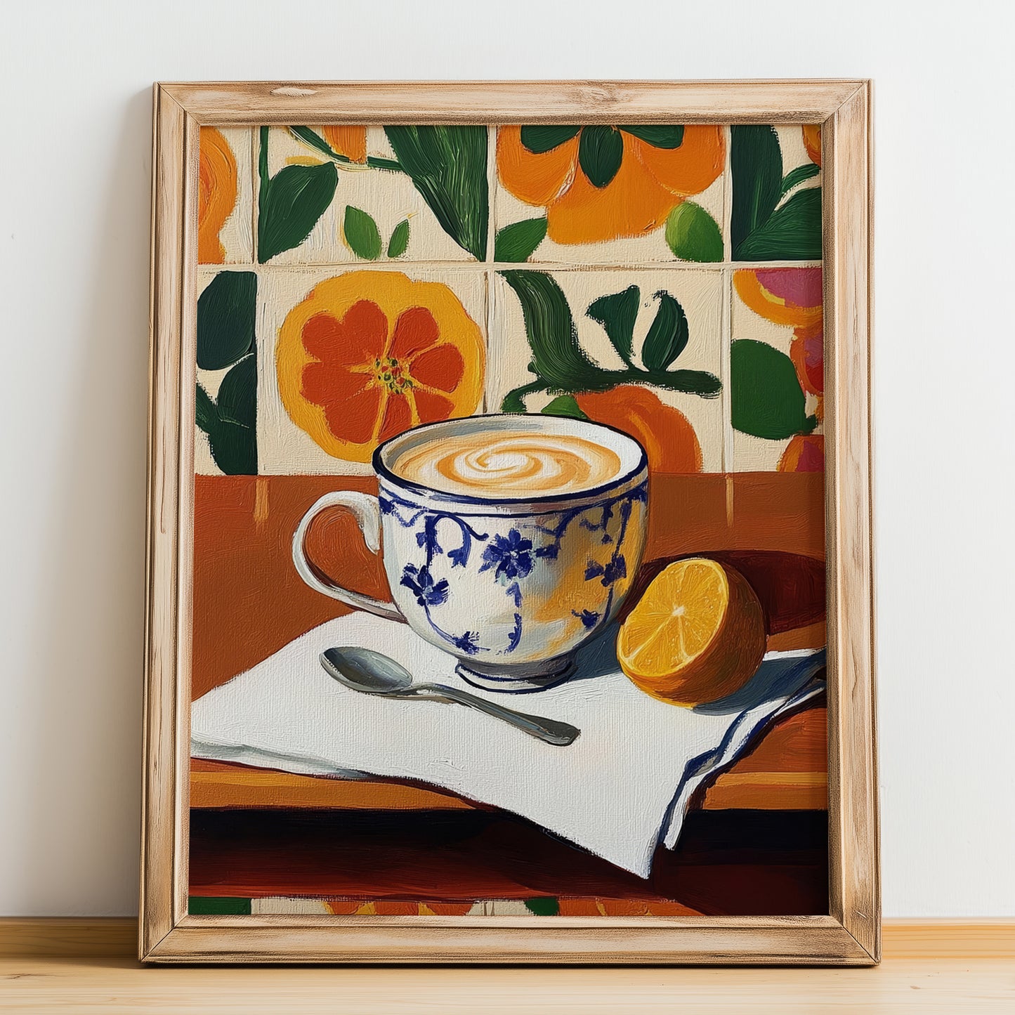 Marocchino – Italian Coffee, Book Café Wall Art, no-text version framed in wood
