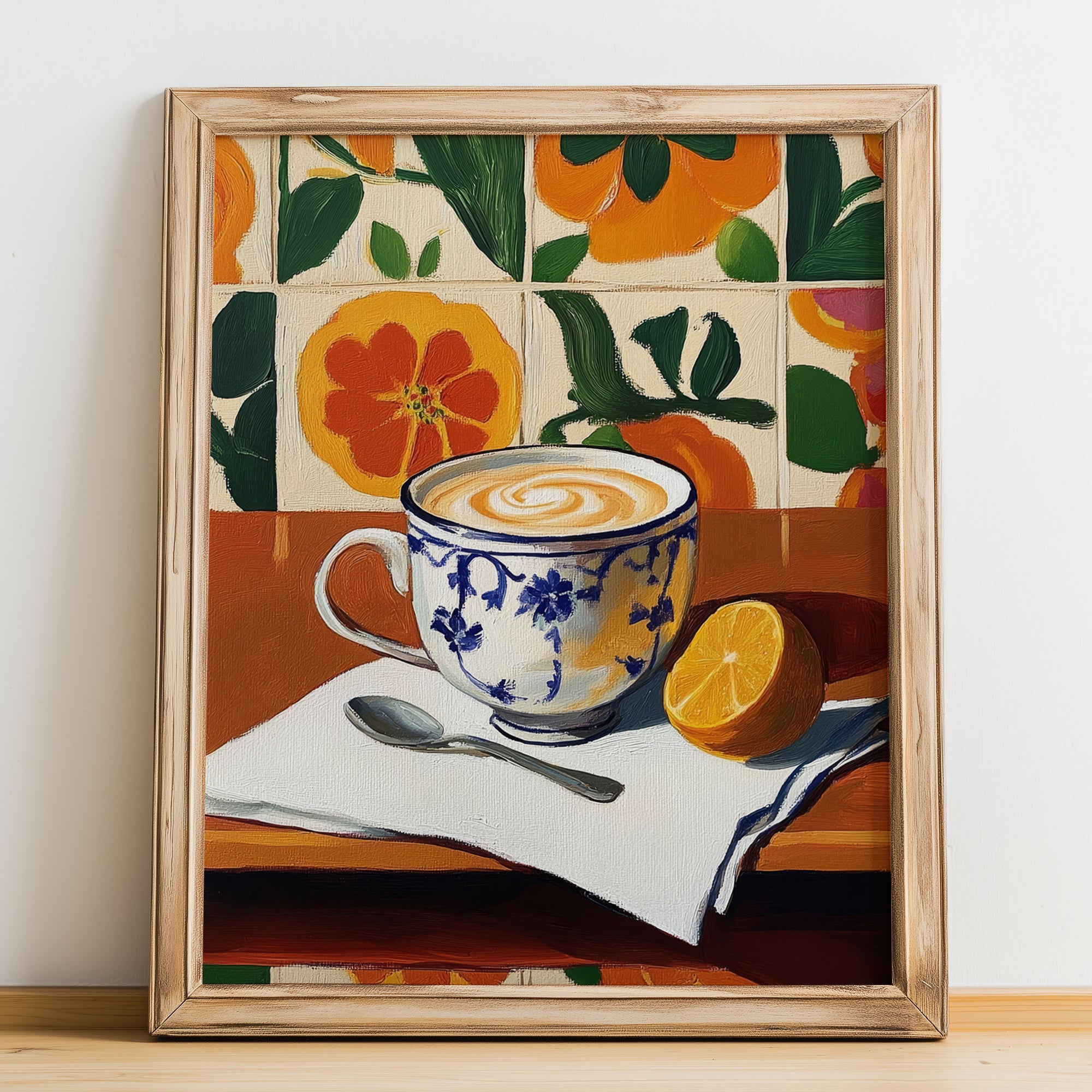 Marocchino – Italian Coffee, Book Café Wall Art, no-text version framed in wood