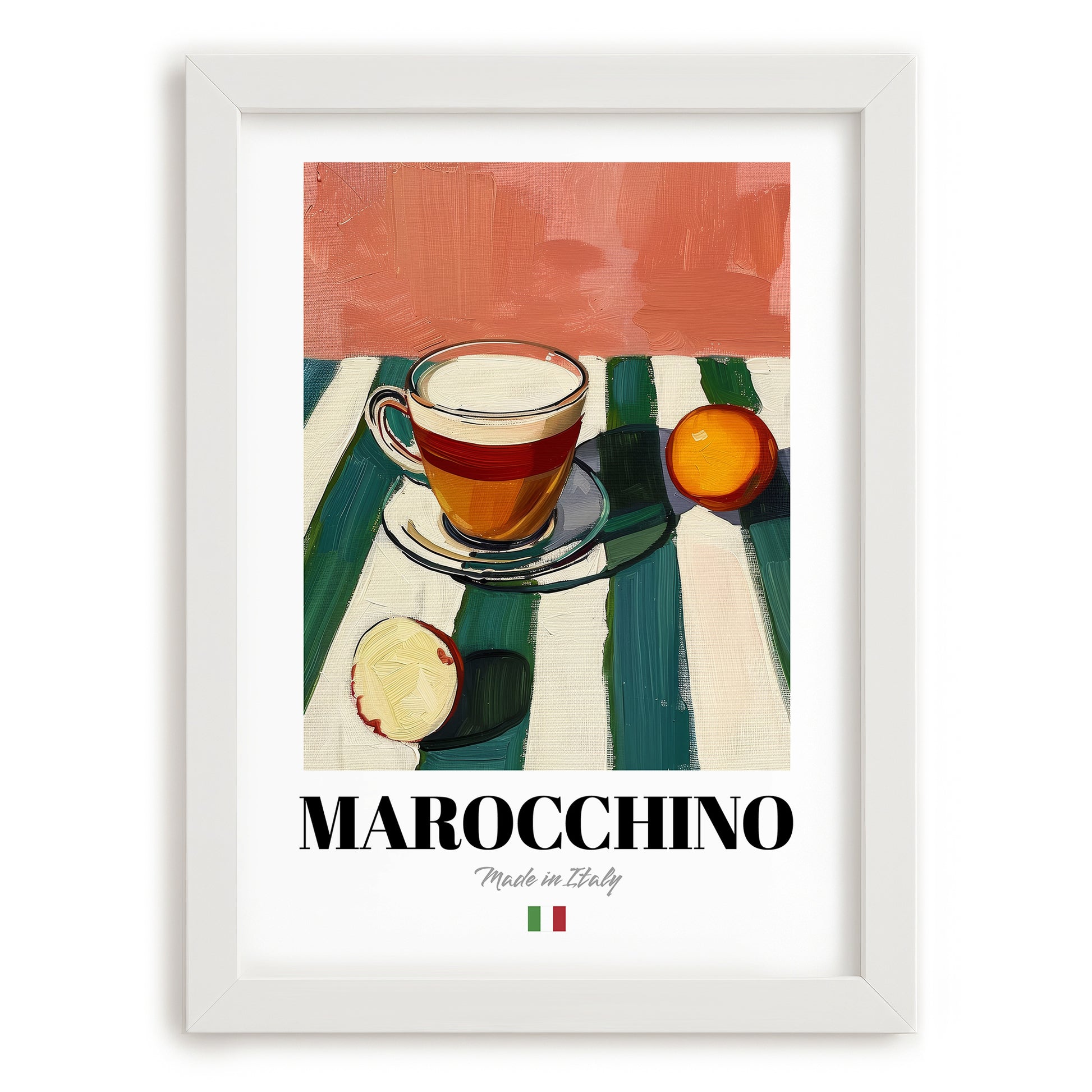 Marocchino – Italian Coffee, Book Café Art, placed in minimal white frame
