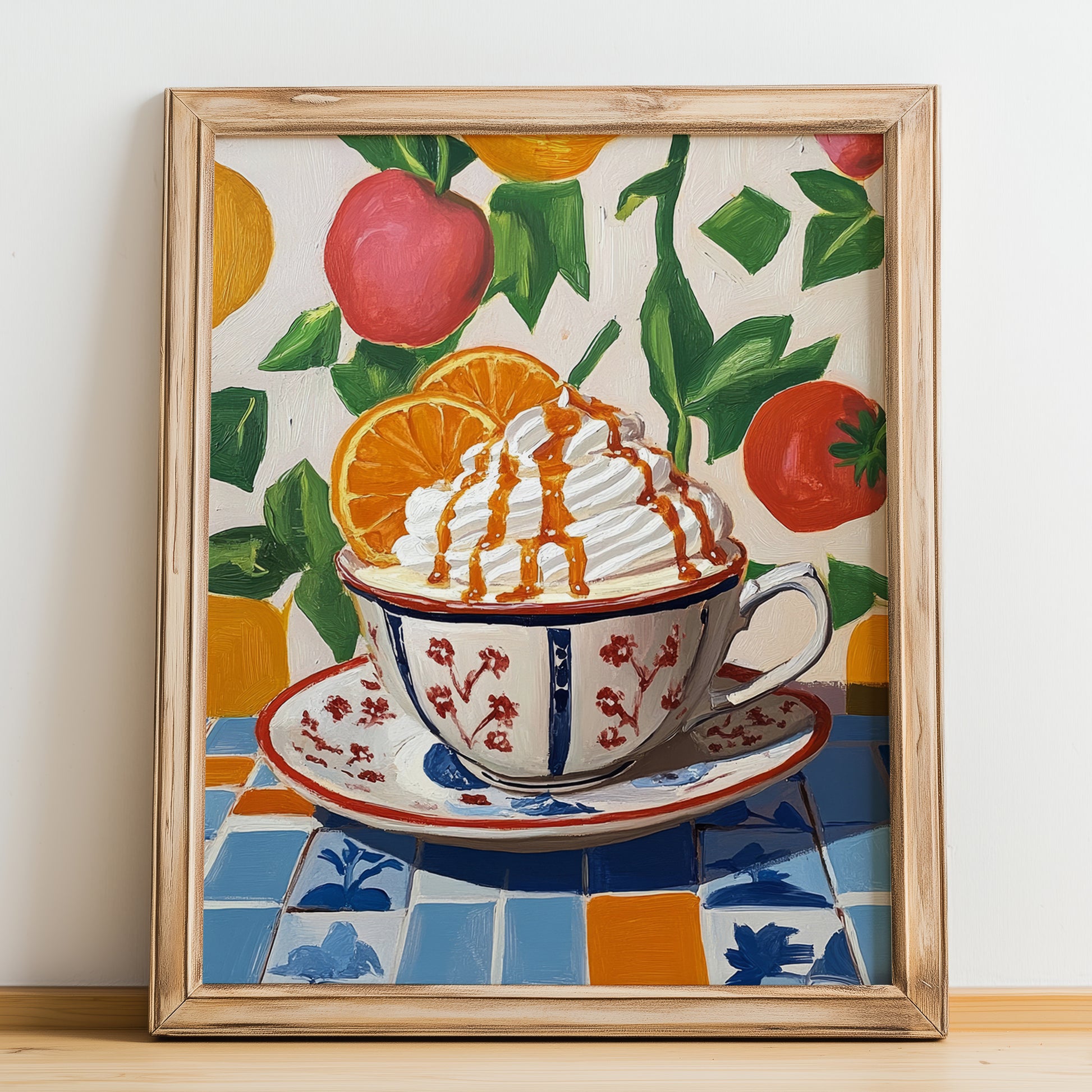 Affogato – Italian Coffee, Coffeehouse Wall Art, no-text version framed in wood