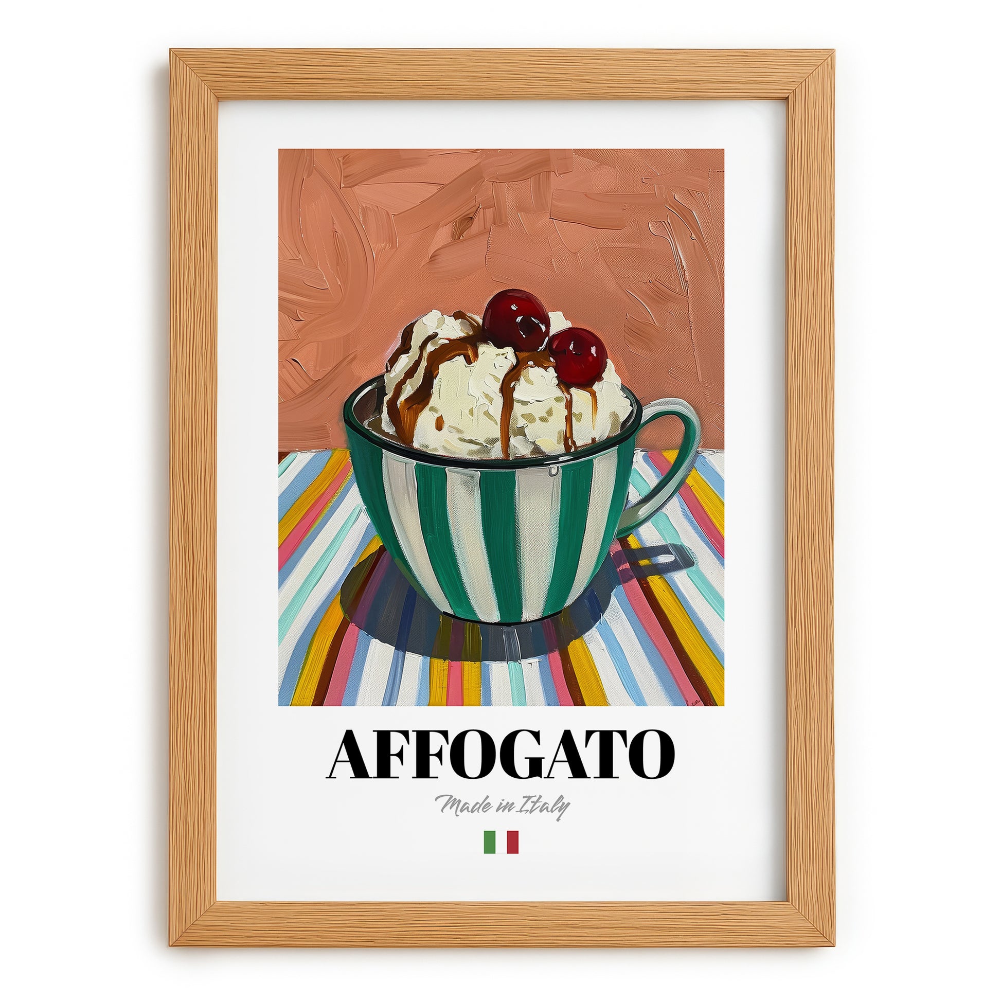 Affogato – Italian Coffee, Coffeehouse Painting, set in oak frame