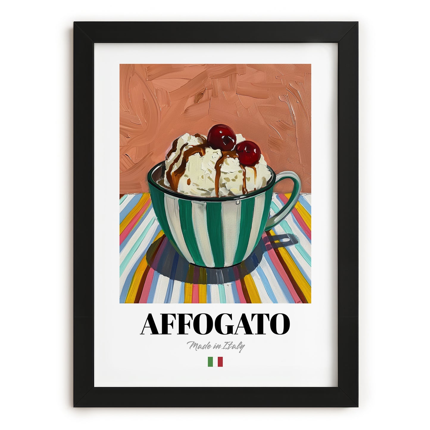 Affogato – Italian Coffee, Coffeehouse Painting, in sleek black frame