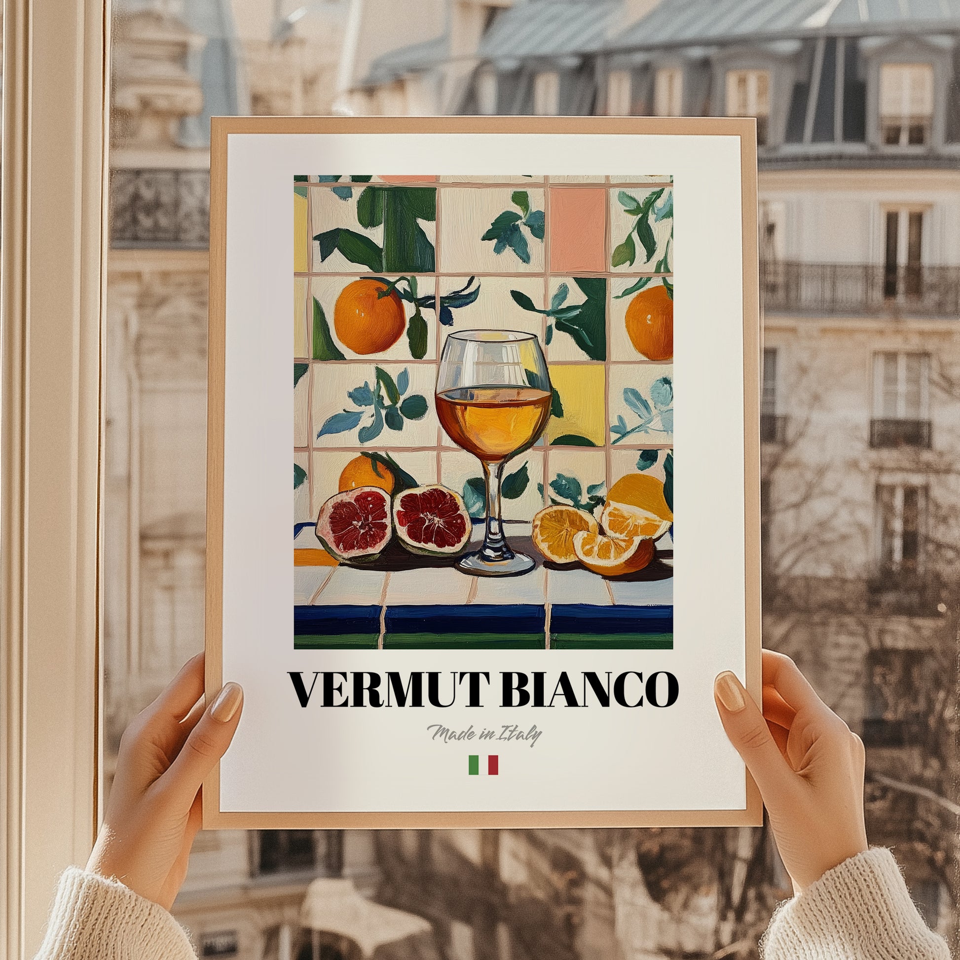 Vermut Bianco – Italian Coffee, Coffeehouse Wall Art, styled in a charming Paris street view