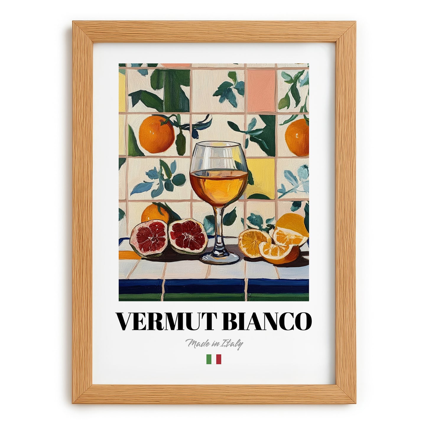 Vermut Bianco – Italian Coffee, Coffeehouse Wall Art, set in oak frame